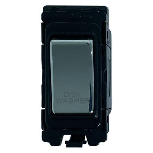 G&H G-476PC-DW Polished Chrome Grid Module 20A Double Pole 'Dishwasher' Switch Black Surround