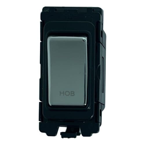 G&H G-476PC-HB Polished Chrome Grid Module 20A Double Pole 'Hob' Switch Black Surround