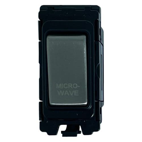 G&H G-476PC-MW Polished Chrome Grid Module 20A Double Pole 'Microwave' Switch Black Surround