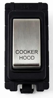 G&H G-476SS-CH Brushed Steel Grid Module 20A Double Pole 'Cooker Hood' Switch Black Surround