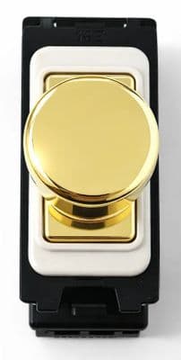 G&H G-511GDWPB Polished Brass Intelligent 2 Way 5-150W (1-10 LED) Grid LED Dimmer White Surround
