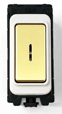 G&H G-571PB Polished Brass Grid Module 20A Single Pole Key Switch White Surround