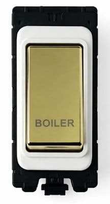 G&H G-576PB-BR Polished Brass Grid Module 20A Double Pole 'Boiler' Switch White Surround