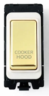 G&H G-576PB-CH Polished Brass Grid Module 20A Double Pole 'Cooker Hood' Switch White Surround