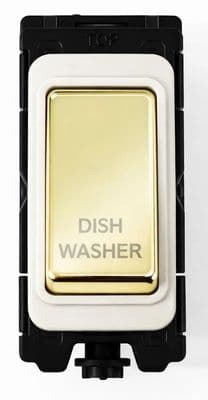 G&H G-576PB-DW Polished Brass Grid Module 20A Double Pole 'Dishwasher' Switch White Surround