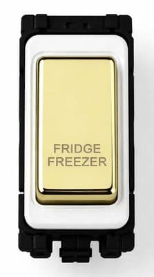 G&H G-576PB-FF Polished Brass Grid Module 20A Double Pole 'Fridge Freezer' Switch White Surround