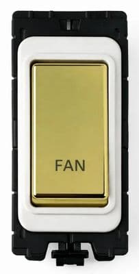G&H G-576PB-FN Polished Brass Grid Module 20A Double Pole 'Fan' Switch White Surround