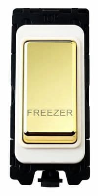 G&H G-576PB-FZ Polished Brass Grid Module 20A Double Pole 'Freezer' Switch White Surround