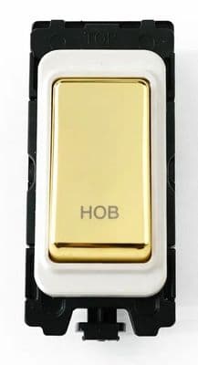 G&H G-576PB-HB Polished Brass Grid Module 20A Double Pole 'Hob' Switch White Surround