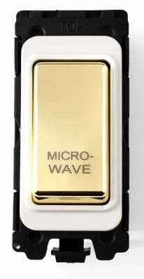 G&H G-576PB-MW Polished Brass Grid Module 20A Double Pole 'Microwave' Switch White Surround