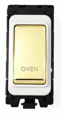 G&H G-576PB-OV Polished Brass Grid Module 20A Double Pole 'Oven' Switch White Surround