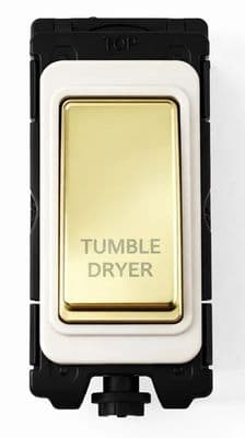 G&H G-576PB-TD Polished Brass Grid Module 20A Double Pole 'Tumble Dryer' Switch White Surround