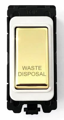 G&H G-576PB-WD Polished Brass Grid Module 20A Double Pole 'Waste Disposal' Switch White Surround