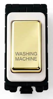 G&H G-576PB-WM Polished Brass Grid Module 20A Double Pole 'Washing Machine' Switch White Surround