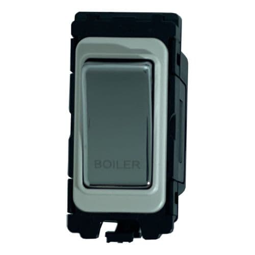 G&H G-576PC-BR Polished Chrome Grid Module 20A Double Pole 'Boiler' Switch White Surround