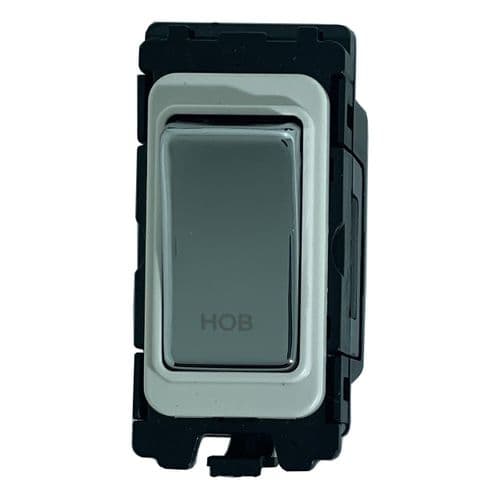 G&H G-576PC-HB Polished Chrome Grid Module 20A Double Pole 'Hob' Switch White Surround