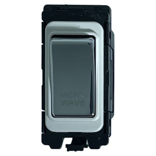 G&H G-576PC-MW Polished Chrome Grid Module 20A Double Pole 'Microwave' Switch White Surround