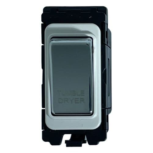 G&H G-576PC-TD Polished Chrome Grid Module 20A Double Pole 'Tumble Dryer' Switch White Surround