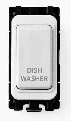G&H G-576W-DW White Grid Module 20A Double Pole 'Dishwasher' Switch