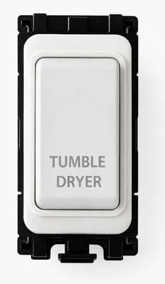 G&H G-576W-TD White Grid Module 20A Double Pole 'Tumble Dryer' Switch