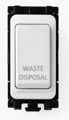 G&H G-576W-WD White Grid Module 20A Double Pole 'Waste Disposal' Switch