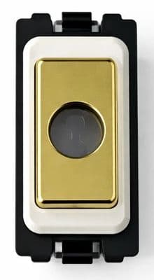 G&H G-579PB Polished Brass Grid Module Flex Outlet White Surround