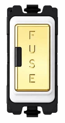 G&H G-590PB Polished Brass Grid Module 13A Fuse Holder White Surround