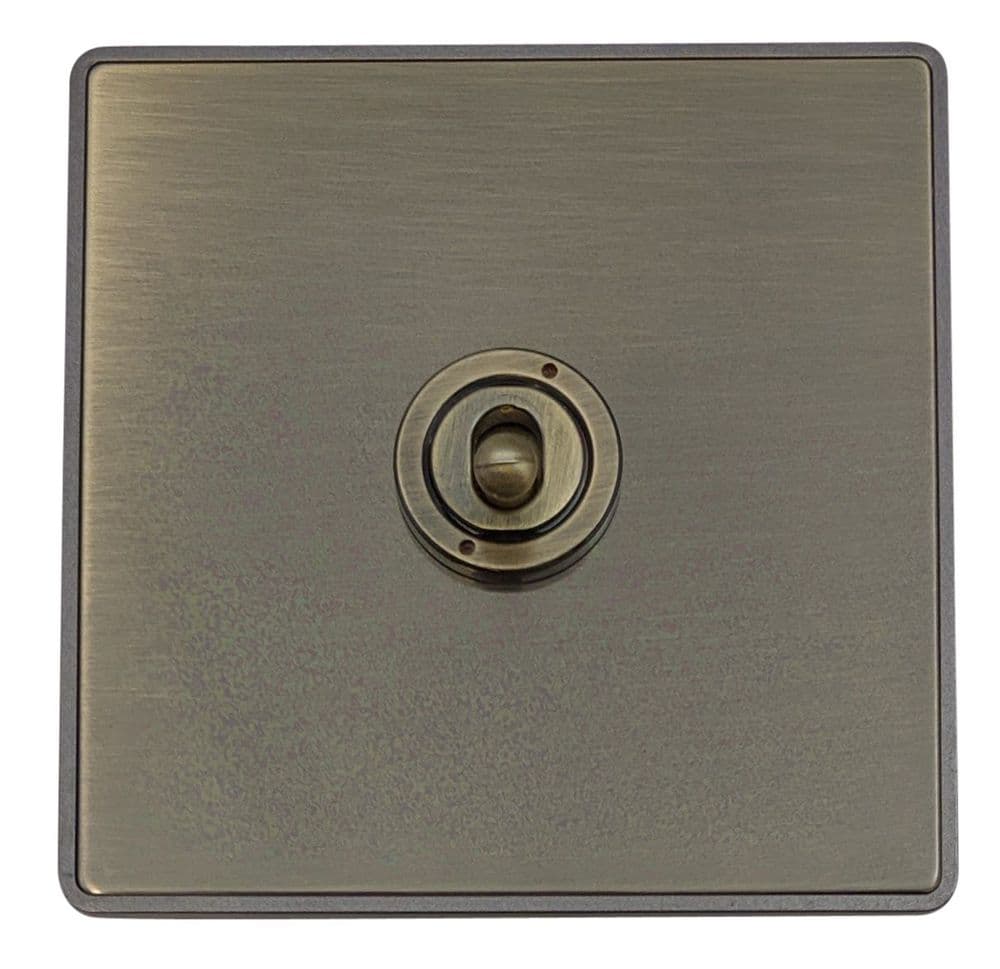 G&H LAB281 Screwless Antique Brass 1 Gang 1 or 2 Way Toggle Light Switch