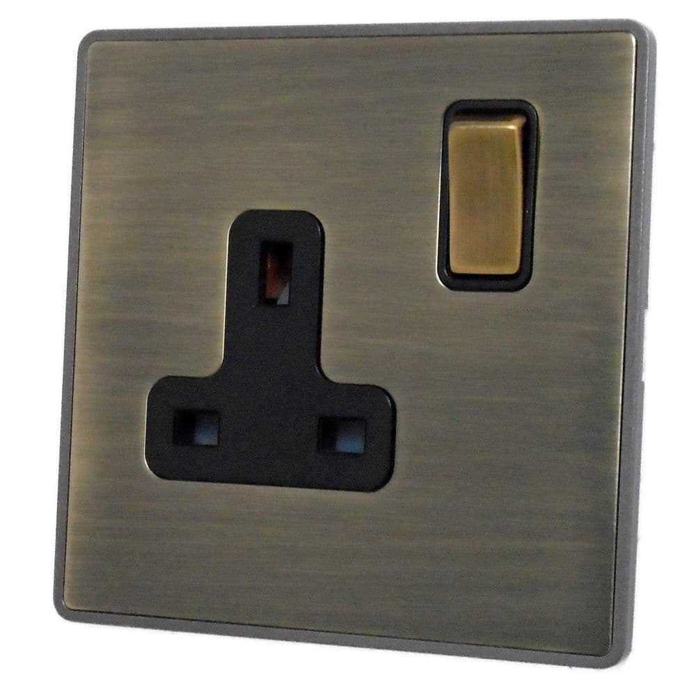 G&H LAB309 Screwless Antique Brass 1 Gang Single 13A Switched Plug Socket