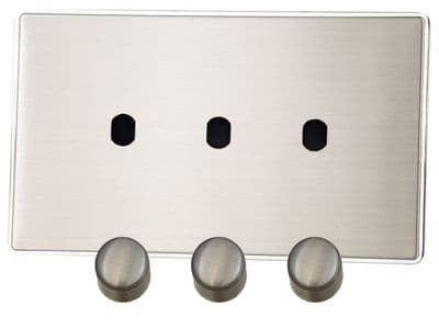 G&H LSS13-PK Screwless Brushed Steel 1 Gang Dimmer Plate Only inc Dimmer Knobs