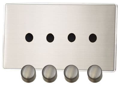 G&H LSS14-PK Screwless Brushed Steel 1 Gang Dimmer Plate Only inc Dimmer Knobs
