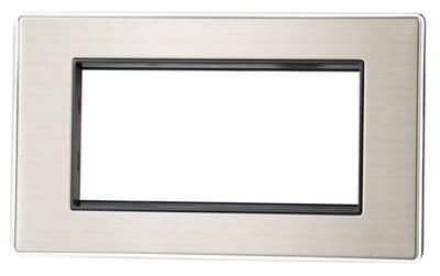 G&H LSS164 Screwless Brushed Steel 2 Gang 4 Euro Module Plate