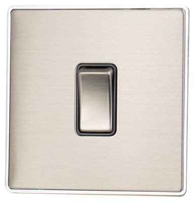 G&H LSS305 Screwless Brushed Steel 1 Gang Intermediate Rocker Light Switch