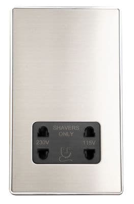 G&H LSS30B Screwless Brushed Steel Dual Voltage Shaver Socket 115-230V