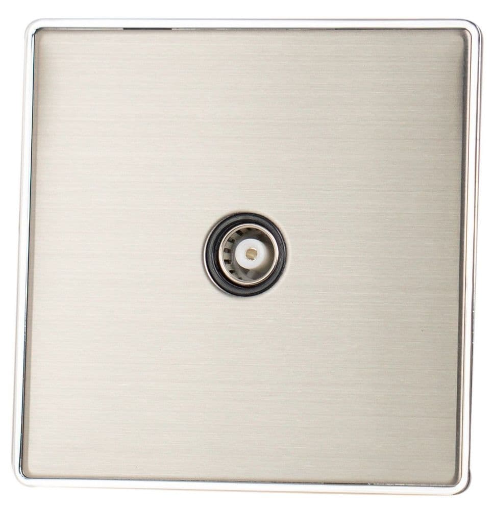 G&H LSS35B Screwless Brushed Steel 1 Gang TV Coax Socket Point