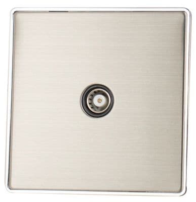 G&H LSS35B Screwless Brushed Steel 1 Gang TV Coax Socket Point