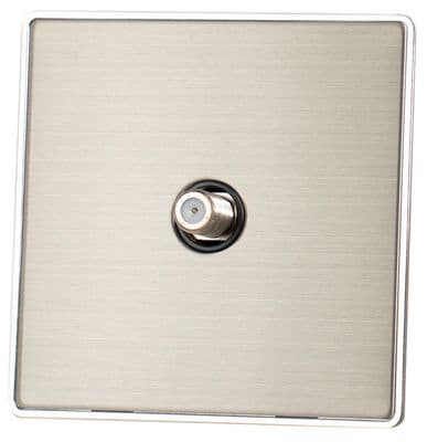G&H LSS37 Screwless Brushed Steel 1 Gang Single Satellite Point Socket
