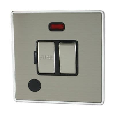 G&H LSS377 Screwless Brushed Steel Fused Spur Switch with Neon & Flex Outlet