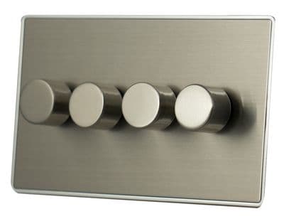 G&H LSS524 Screwless Brushed Steel 4 Gang 1 or 2 Way LED Dimmer Switch