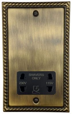 G&H MAB30B Monarch Roped Antique Brass Dual Voltage Shaver Socket 115-230V