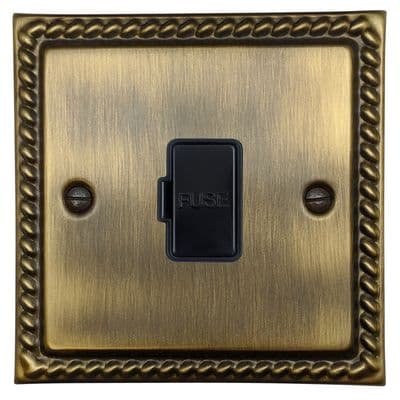 G&H MAB90B Monarch Roped Antique Brass 1 Gang Fused Spur 13A Unswitched