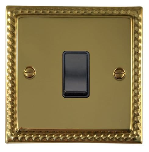 G&H MB1B Monarch Roped Polished Brass 1 Gang 1 or 2 Way Rocker Light Switch