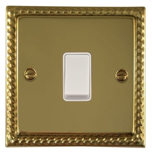 G&H MB1W Monarch Roped Polished Brass 1 Gang 1 or 2 Way Rocker Light Switch