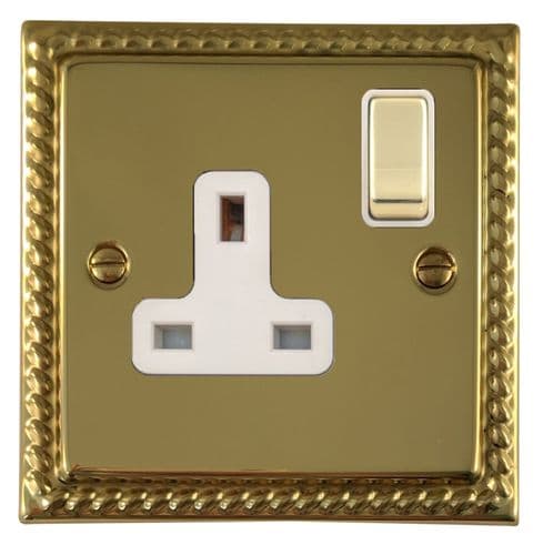 G&H MB209 Monarch Roped Polished Brass 1 Gang Single 13A Switched Plug Socket