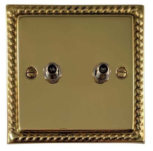 G&H MB237 Monarch Roped Polished Brass 2 Gang Satellite Socket Point