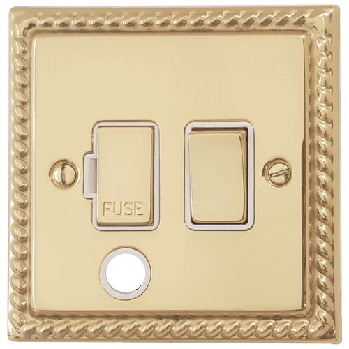 G&H MB256 Monarch Roped Polished Brass 1 Gang Fused Spur 13A Switched & Flex Outlet