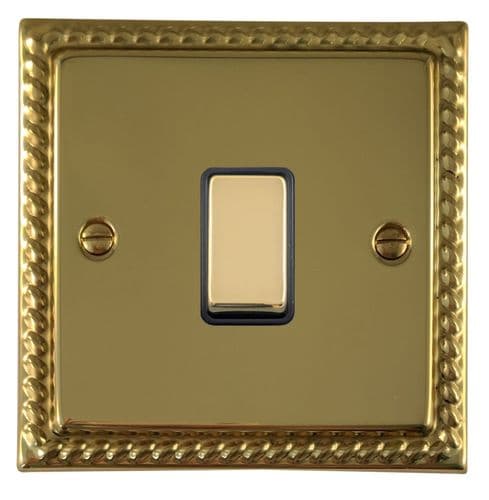 G&H MB301 Monarch Roped Polished Brass 1 Gang 1 or 2 Way Rocker Light Switch