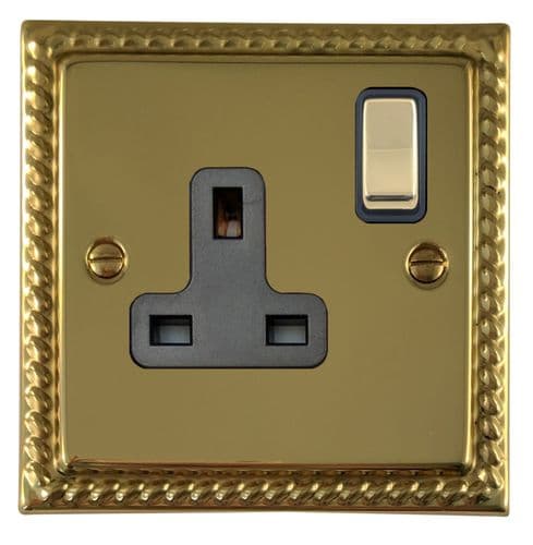 G&H MB309 Monarch Roped Polished Brass 1 Gang Single 13A Switched Plug Socket