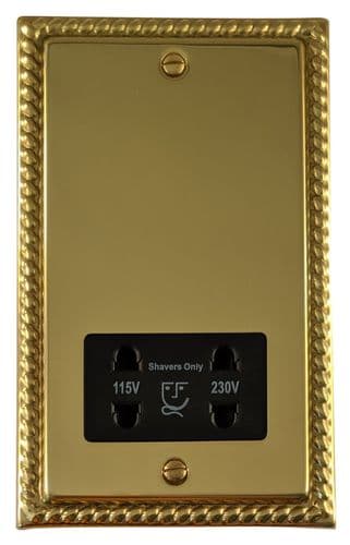 G&H MB30B Monarch Roped Polished Brass Dual Voltage Shaver Socket 115-230V