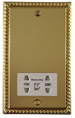 G&H MB30W Monarch Roped Polished Brass Dual Voltage Shaver Socket 115-230V